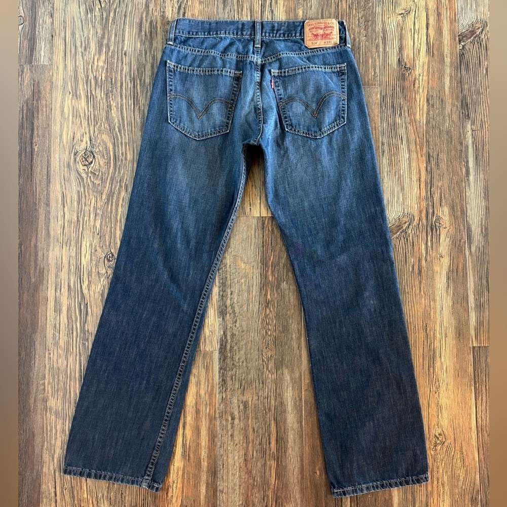 Levi’s 514 Slim Straight Jeans Mens 33 x 32 Dark Wash Blue Denim